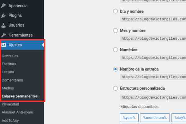 Enlaces permanentes en WordPress